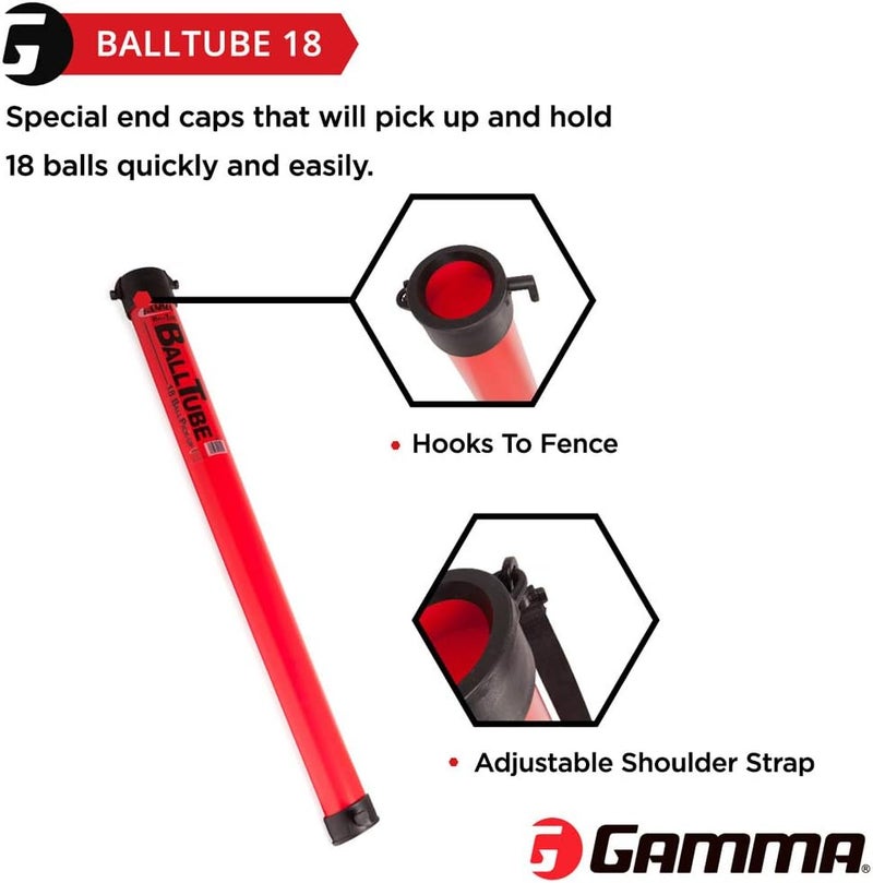 Gamma Ballhopper Balltube 18 - Lightweight Red Ball Pickup Tube for Tennis - Image 3